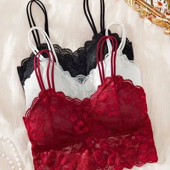BOUTIQUE Other - 3pcs SOLID FLORAL WIRELESS BRA WITH PADDING WOMENS SIZE L NEW